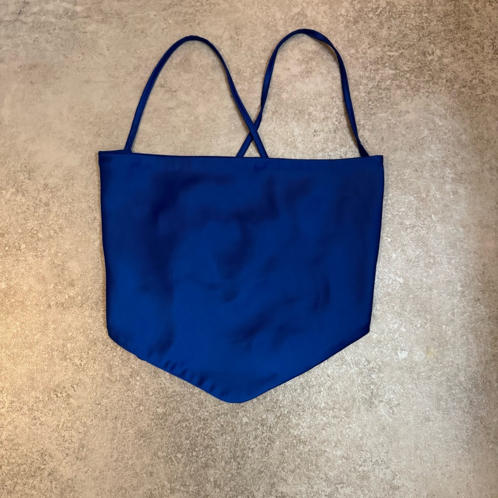 Peppermayo Cobalt Blue Satin Halter Scarf Top